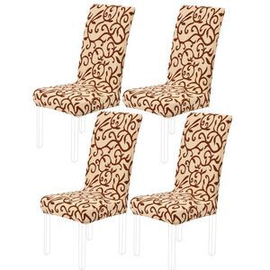 4pcs Slipcovers Dining Room Stool Chair Cover Champagne and Coffee Color